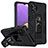 Custodia Silicone e Plastica Opaca Cover con Magnetico Supporto MQ1 per Samsung Galaxy A32 5G Nero