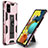 Custodia Silicone e Plastica Opaca Cover con Magnetico Supporto MQ1 per Samsung Galaxy A51 4G Oro Rosa