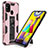 Custodia Silicone e Plastica Opaca Cover con Magnetico Supporto MQ1 per Samsung Galaxy M21s Oro Rosa