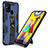 Custodia Silicone e Plastica Opaca Cover con Magnetico Supporto MQ1 per Samsung Galaxy M31 Blu
