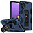 Custodia Silicone e Plastica Opaca Cover con Magnetico Supporto MQ1 per Samsung Galaxy M32 5G Blu