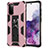 Custodia Silicone e Plastica Opaca Cover con Magnetico Supporto MQ1 per Samsung Galaxy S20 5G Oro Rosa