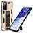 Custodia Silicone e Plastica Opaca Cover con Magnetico Supporto MQ1 per Samsung Galaxy S20 FE 5G Oro