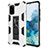 Custodia Silicone e Plastica Opaca Cover con Magnetico Supporto MQ1 per Samsung Galaxy S20 Plus 5G Bianco