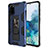 Custodia Silicone e Plastica Opaca Cover con Magnetico Supporto MQ1 per Samsung Galaxy S20 Plus 5G Blu