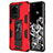 Custodia Silicone e Plastica Opaca Cover con Magnetico Supporto MQ1 per Samsung Galaxy S20 Ultra Rosso