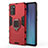 Custodia Silicone e Plastica Opaca Cover con Magnetico Supporto N01 per Samsung Galaxy Note 20 5G Rosso