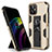 Custodia Silicone e Plastica Opaca Cover con Magnetico Supporto per Apple iPhone 12 Mini Oro