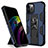 Custodia Silicone e Plastica Opaca Cover con Magnetico Supporto per Apple iPhone 12 Pro Max Blu