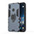 Custodia Silicone e Plastica Opaca Cover con Magnetico Supporto per Huawei Enjoy 9 Blu