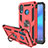 Custodia Silicone e Plastica Opaca Cover con Magnetico Supporto per Huawei Nova 3e Rosso
