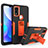 Custodia Silicone e Plastica Opaca Cover con Magnetico Supporto per Motorola Moto G Pure Arancione