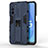 Custodia Silicone e Plastica Opaca Cover con Magnetico Supporto per Oppo A55 5G Blu