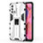 Custodia Silicone e Plastica Opaca Cover con Magnetico Supporto per Oppo A74 4G Bianco
