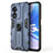 Custodia Silicone e Plastica Opaca Cover con Magnetico Supporto per Oppo A78 5G Blu