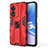 Custodia Silicone e Plastica Opaca Cover con Magnetico Supporto per Oppo A78 5G Rosso