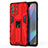 Custodia Silicone e Plastica Opaca Cover con Magnetico Supporto per Oppo Find X3 5G Rosso