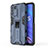 Custodia Silicone e Plastica Opaca Cover con Magnetico Supporto per Oppo K9S 5G Blu
