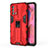 Custodia Silicone e Plastica Opaca Cover con Magnetico Supporto per Oppo Reno6 Lite Rosso