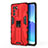 Custodia Silicone e Plastica Opaca Cover con Magnetico Supporto per Oppo Reno6 Pro 5G India Rosso