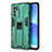 Custodia Silicone e Plastica Opaca Cover con Magnetico Supporto per Oppo Reno6 Pro 5G India Verde