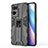 Custodia Silicone e Plastica Opaca Cover con Magnetico Supporto per Oppo Reno7 Pro 5G Nero