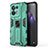 Custodia Silicone e Plastica Opaca Cover con Magnetico Supporto per Oppo Reno8 5G Verde