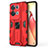 Custodia Silicone e Plastica Opaca Cover con Magnetico Supporto per Oppo Reno8 Pro+ Plus 5G Rosso