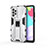 Custodia Silicone e Plastica Opaca Cover con Magnetico Supporto per Samsung Galaxy A52 5G Bianco