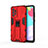 Custodia Silicone e Plastica Opaca Cover con Magnetico Supporto per Samsung Galaxy A52 5G Rosso