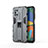 Custodia Silicone e Plastica Opaca Cover con Magnetico Supporto per Samsung Galaxy F52 5G Grigio