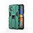 Custodia Silicone e Plastica Opaca Cover con Magnetico Supporto per Samsung Galaxy F52 5G Verde