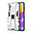 Custodia Silicone e Plastica Opaca Cover con Magnetico Supporto per Samsung Galaxy M52 5G Bianco