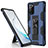 Custodia Silicone e Plastica Opaca Cover con Magnetico Supporto per Samsung Galaxy Note 20 5G Blu