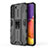 Custodia Silicone e Plastica Opaca Cover con Magnetico Supporto per Samsung Galaxy S21 5G Nero