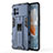 Custodia Silicone e Plastica Opaca Cover con Magnetico Supporto per Vivo iQOO 9 5G Blu