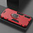 Custodia Silicone e Plastica Opaca Cover con Magnetico Supporto per Xiaomi Mi 9 Lite Rosso