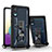 Custodia Silicone e Plastica Opaca Cover con Magnetico Supporto QW1 per Samsung Galaxy M02 Blu