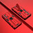 Custodia Silicone e Plastica Opaca Cover con Magnetico Supporto T01 per Oppo Reno6 Pro 5G Rosso