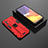 Custodia Silicone e Plastica Opaca Cover con Magnetico Supporto T01 per Samsung Galaxy Quantum2 5G Rosso