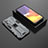 Custodia Silicone e Plastica Opaca Cover con Magnetico Supporto T01 per Samsung Galaxy S23 FE 5G Grigio