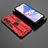 Custodia Silicone e Plastica Opaca Cover con Magnetico Supporto T02 per Oppo A58 5G Rosso