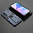 Custodia Silicone e Plastica Opaca Cover con Magnetico Supporto T02 per Oppo A78 5G Blu