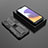 Custodia Silicone e Plastica Opaca Cover con Magnetico Supporto T02 per Samsung Galaxy A22 5G Nero