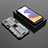 Custodia Silicone e Plastica Opaca Cover con Magnetico Supporto T02 per Samsung Galaxy F42 5G Grigio