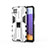 Custodia Silicone e Plastica Opaca Cover con Magnetico Supporto T03 per Samsung Galaxy A22 5G Bianco
