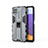 Custodia Silicone e Plastica Opaca Cover con Magnetico Supporto T03 per Samsung Galaxy A22 5G Grigio
