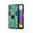 Custodia Silicone e Plastica Opaca Cover con Magnetico Supporto T03 per Samsung Galaxy A22 5G Verde