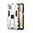 Custodia Silicone e Plastica Opaca Cover con Magnetico Supporto T04 per Samsung Galaxy A12 Bianco