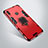 Custodia Silicone e Plastica Opaca Cover con Supporto A01 per Huawei Honor 10 Lite Rosso